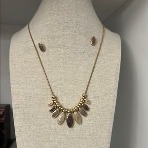 Elegant Gold and Brown Necklace and Earring Set